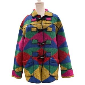Vintage Nygard Petite Wool Blend Toggle Coat – Colourblock – Fits S–L